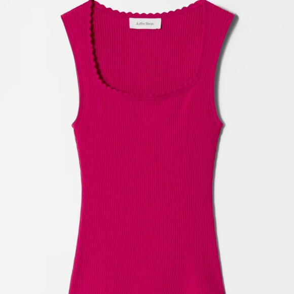 & Other Stories Rib-Knit Tank Top in Dark Red - Picture 2 of 6
